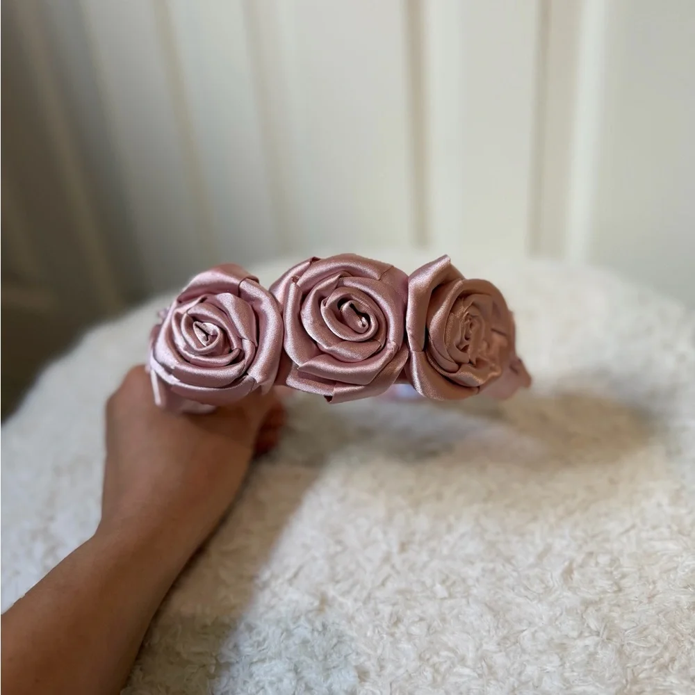 4/$25 Claire’s Girls Pink Satin Rose Headband One Size